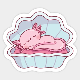 Cute Axolotl Sleeping In A Seashell Sticker